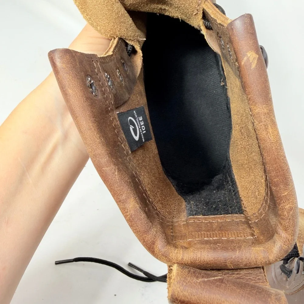 Origin Maine USA Mens 9 Inch Leather Work Boots Brown Safety Toe 10 EE Vibram